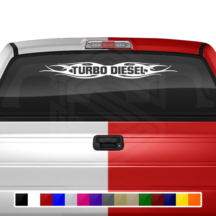 #115 TURBO DIESEL Decal Sticker Windshield Window Vinyl Graphic Banner Decoration Tribal Flame Design 36"x4.25"+