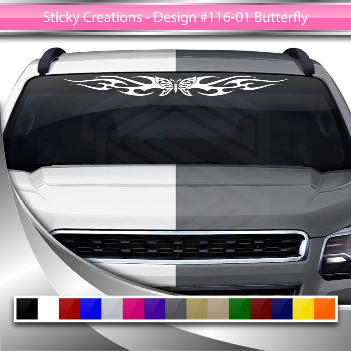 #116 BUTTERFLY Decal Sticker Windshield Window Vinyl Graphic Banner Tribal Flame Design 36"x4.25"+
