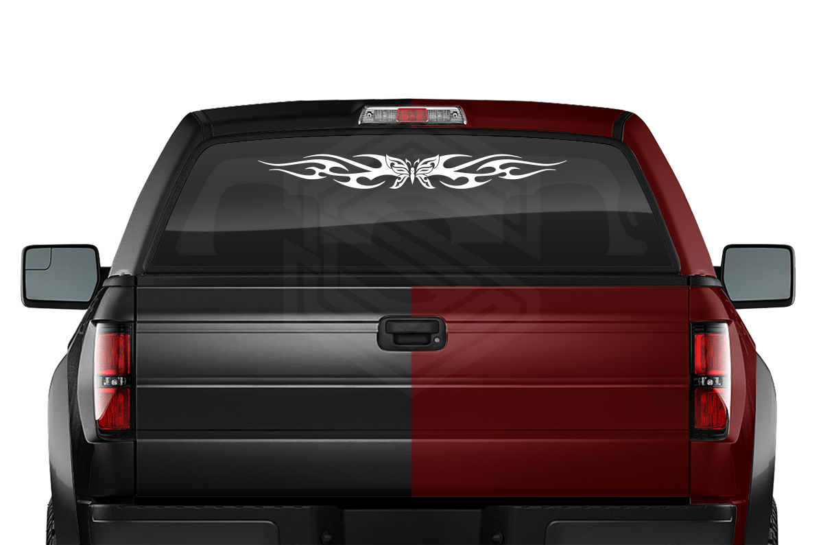 #116 BUTTERFLY Decal Sticker Windshield Window Vinyl Graphic Banner Tribal Flame Design 36"x4.25"+