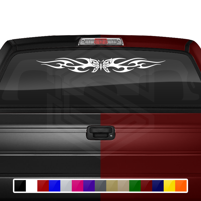 #116 BUTTERFLY Decal Sticker Windshield Window Vinyl Graphic Banner Tribal Flame Design 36"x4.25"+