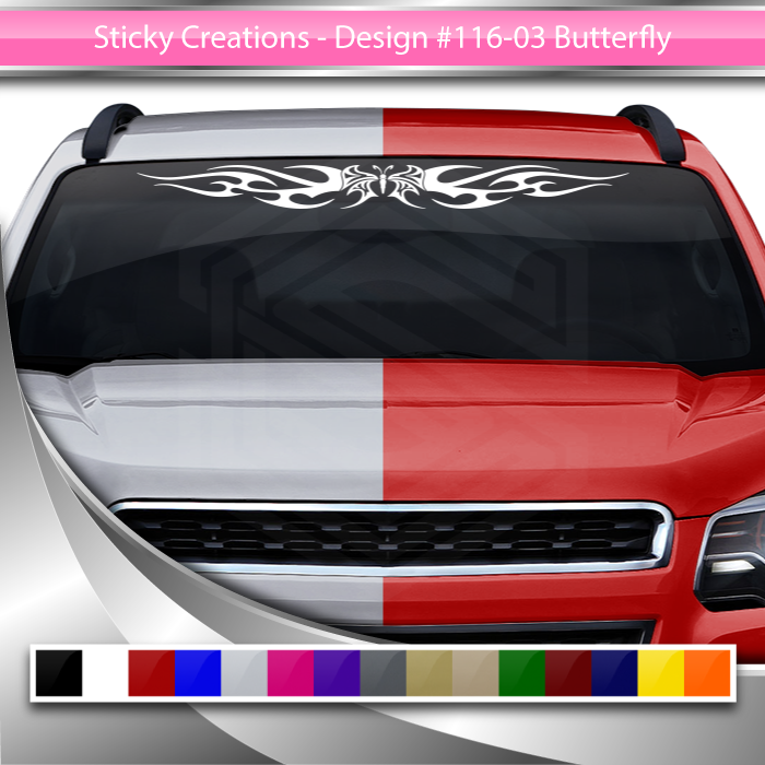 #116 BUTTERFLY Decal Sticker Windshield Window Vinyl Graphic Banner Tribal Flame Design 36"x4.25"+