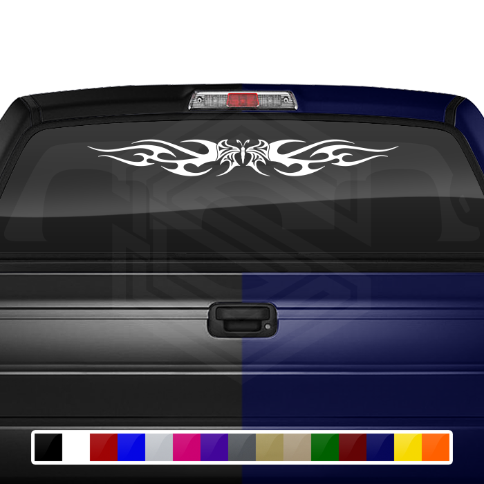 #116 BUTTERFLY Decal Sticker Windshield Window Vinyl Graphic Banner Tribal Flame Design 36"x4.25"+