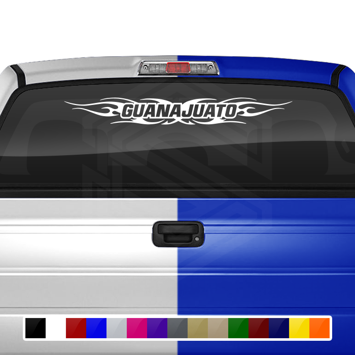 #116 GUANAJUATO GTO Mexico Decal Sticker Windshield Window Vinyl Graphic Banner Decoration Tribal Flame Design 36"x4.25"+