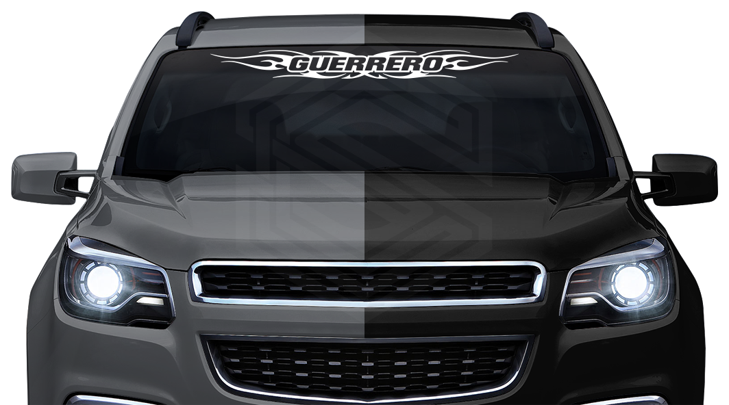 #116 GUERRERO GRO Mexico Decal Sticker Windshield Window Vinyl Graphic Banner Decoration Tribal Flame Design 36"x4.25"+