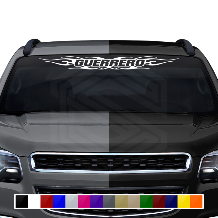 #116 GUERRERO GRO Mexico Decal Sticker Windshield Window Vinyl Graphic Banner Decoration Tribal Flame Design 36"x4.25"+