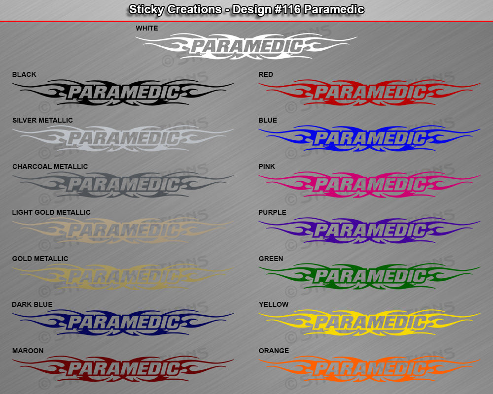 #116 PARAMEDIC Decal Sticker Windshield Window Vinyl Graphic Banner Decoration Tribal Flame Design 36"x4.25"+