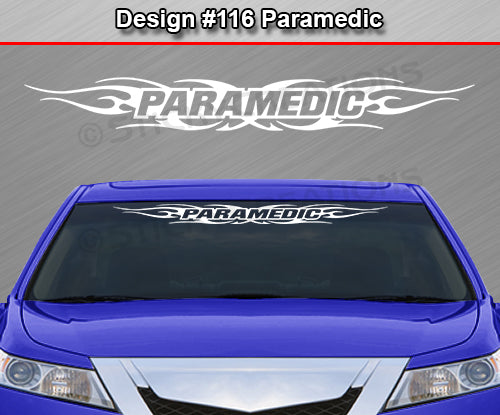 #116 PARAMEDIC Decal Sticker Windshield Window Vinyl Graphic Banner Decoration Tribal Flame Design 36"x4.25"+