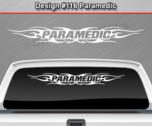 #116 PARAMEDIC Decal Sticker Windshield Window Vinyl Graphic Banner Decoration Tribal Flame Design 36"x4.25"+