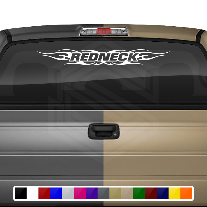 #116 REDNECK Decal Sticker Windshield Window Vinyl Graphic Banner Decoration Tribal Flame Design 36"x4.25"+