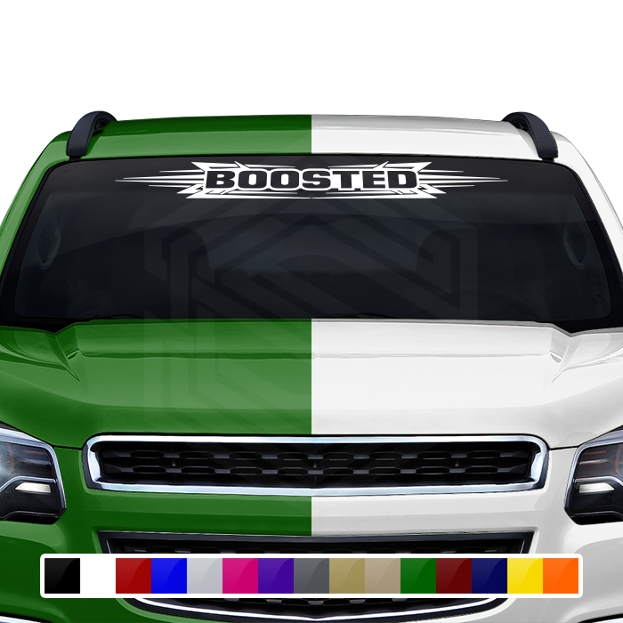 #117 BOOSTED Decal Sticker Windshield Window Vinyl Graphic Banner Decoration Tribal Accent Design 36"x4.25"+