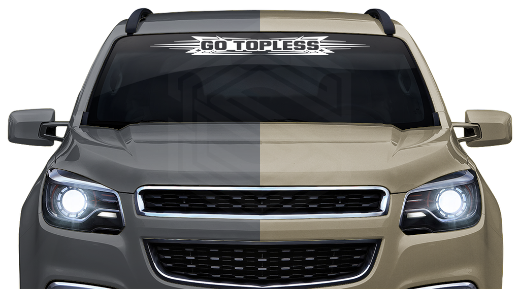#117 GO TOPLESS Decal Sticker Windshield Window Vinyl Graphic Banner Decoration Tribal Accent Design 36"x4.25"+
