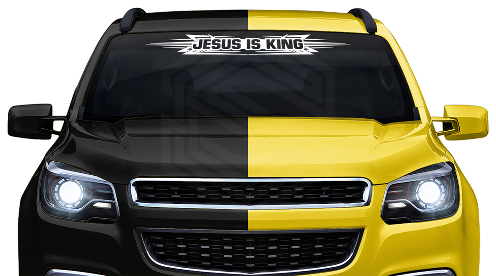 #117 JESUS IS KING Decal Sticker Windshield Window Vinyl Graphic Banner Decoration Tribal Accent Design 36"x4.25"+