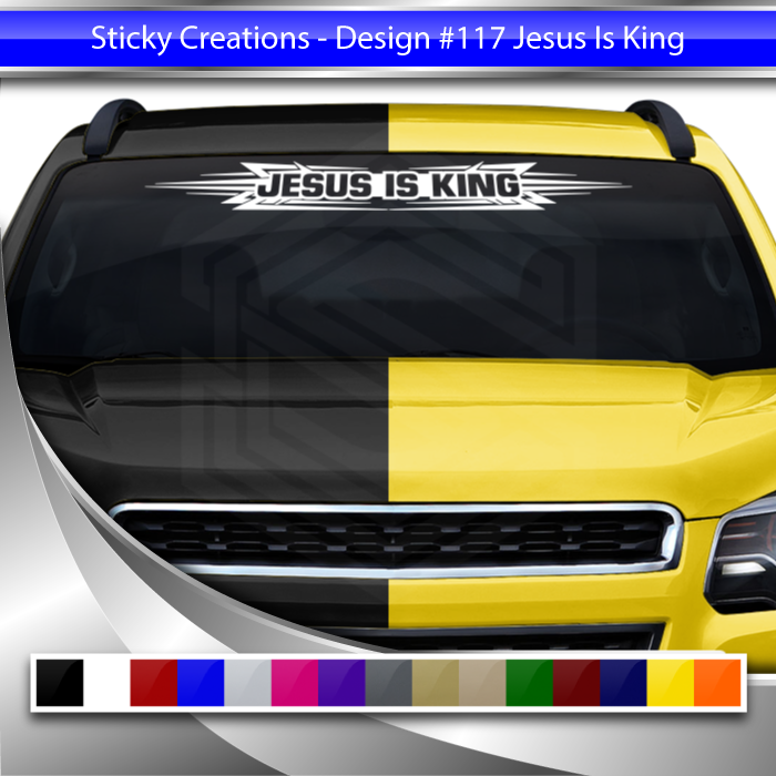 #117 JESUS IS KING Decal Sticker Windshield Window Vinyl Graphic Banner Decoration Tribal Accent Design 36"x4.25"+