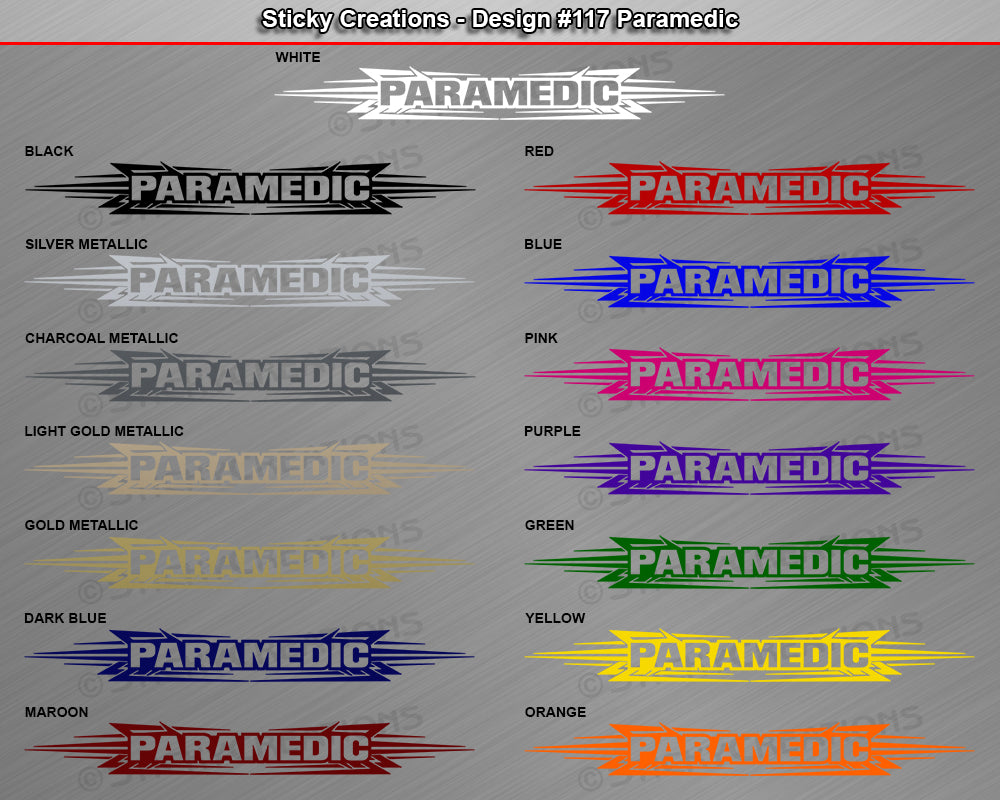 #117 PARAMEDIC Decal Sticker Windshield Window Vinyl Graphic Banner Decoration Tribal Decor Design 36"x4.25"+