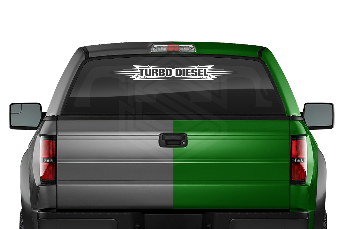 #117 TURBO DIESEL Decal Sticker Windshield Window Vinyl Graphic Banner Decoration Tribal Accent Design 36"x4.25"+