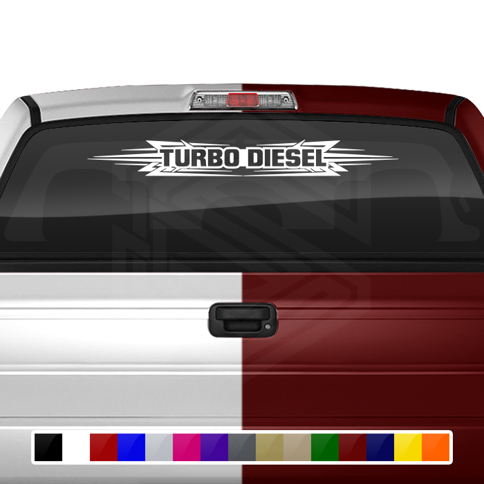 #117 TURBO DIESEL Decal Sticker Windshield Window Vinyl Graphic Banner Decoration Tribal Accent Design 36"x4.25"+