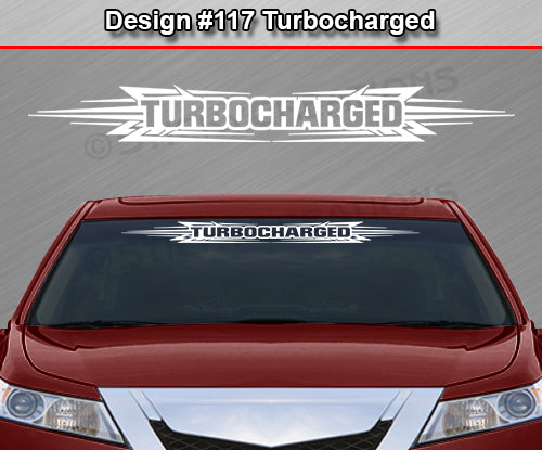 Calcomanía TURBOCHARGED n.° 117 para parabrisas, ventana, vinilo, decoración, diseño tribal, 91 x 10,8 cm o más
