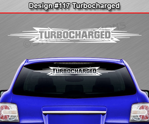 Calcomanía TURBOCHARGED n.° 117 para parabrisas, ventana, vinilo, decoración, diseño tribal, 91 x 10,8 cm o más
