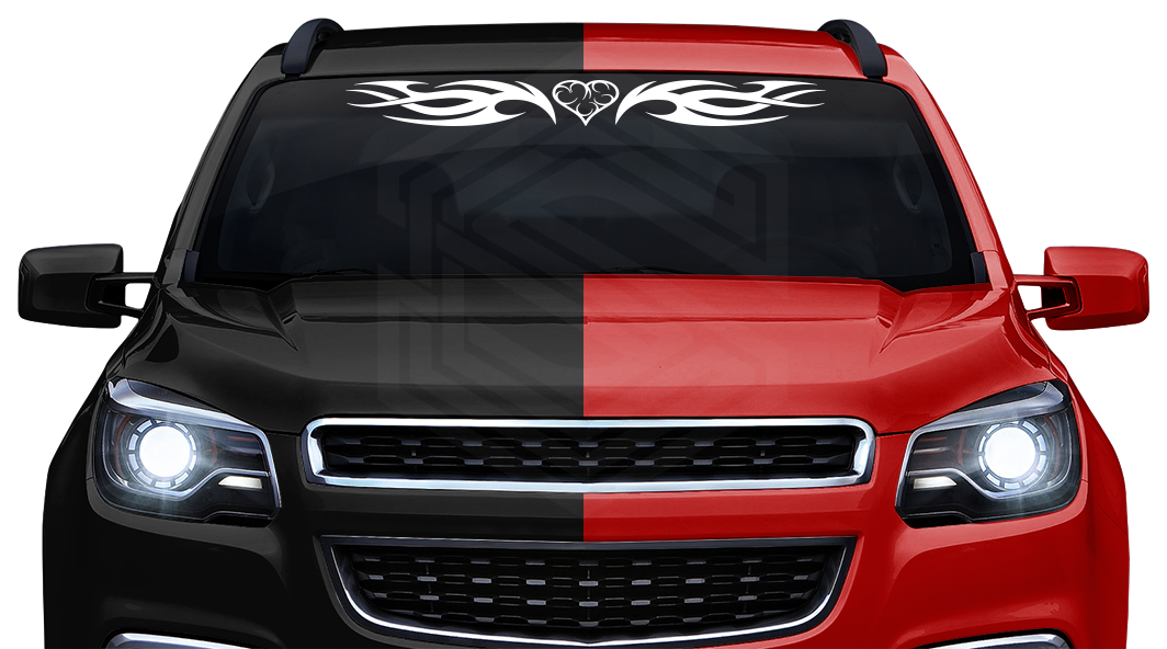 #118 HEART Decal Sticker Windshield Window Vinyl Graphic Banner Decoration Tribal Flame Design 36"x4.25"+