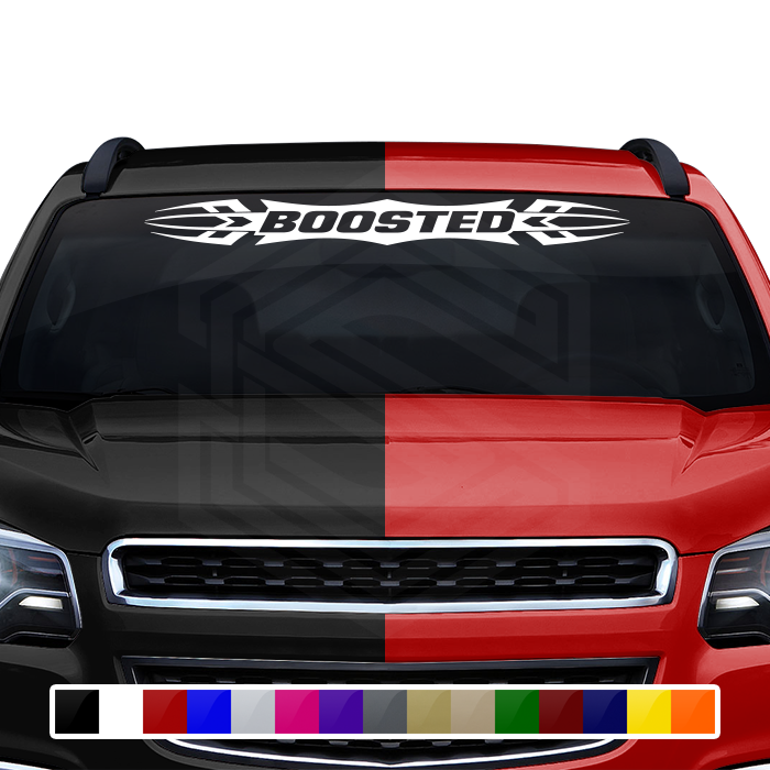 #120 BOOSTED Decal Sticker Windshield Window Vinyl Graphic Banner Decoration Tribal Accent Design 36"x4.25"+