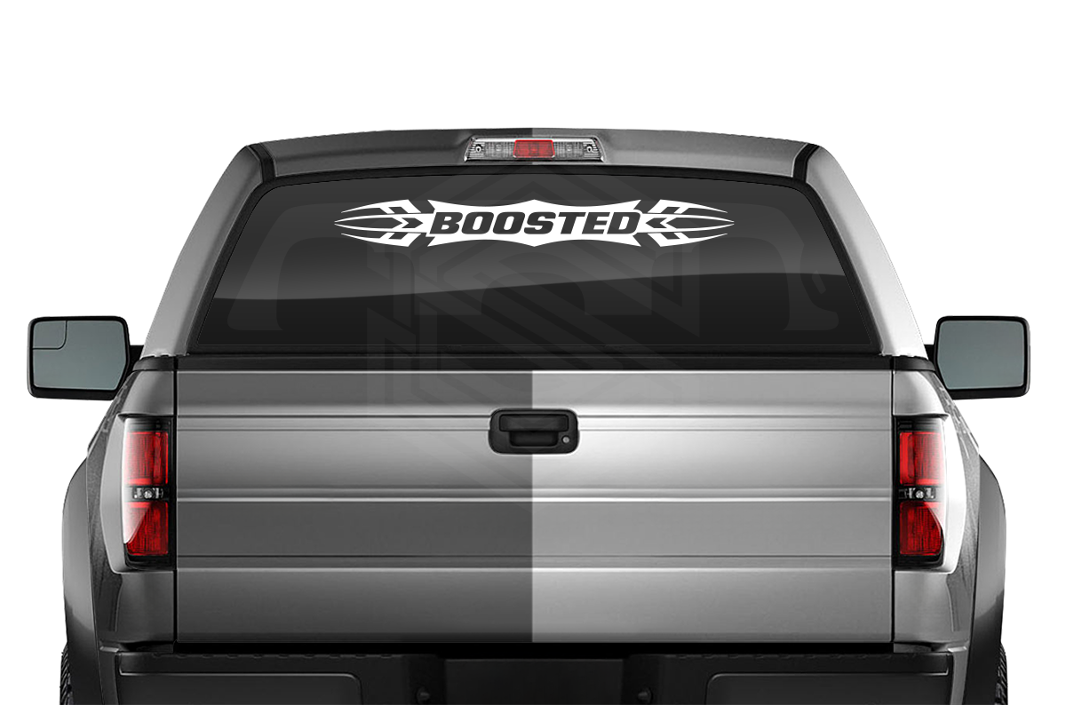 #120 BOOSTED Decal Sticker Windshield Window Vinyl Graphic Banner Decoration Tribal Accent Design 36"x4.25"+