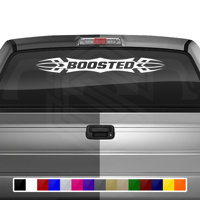#120 BOOSTED Decal Sticker Windshield Window Vinyl Graphic Banner Decoration Tribal Accent Design 36"x4.25"+