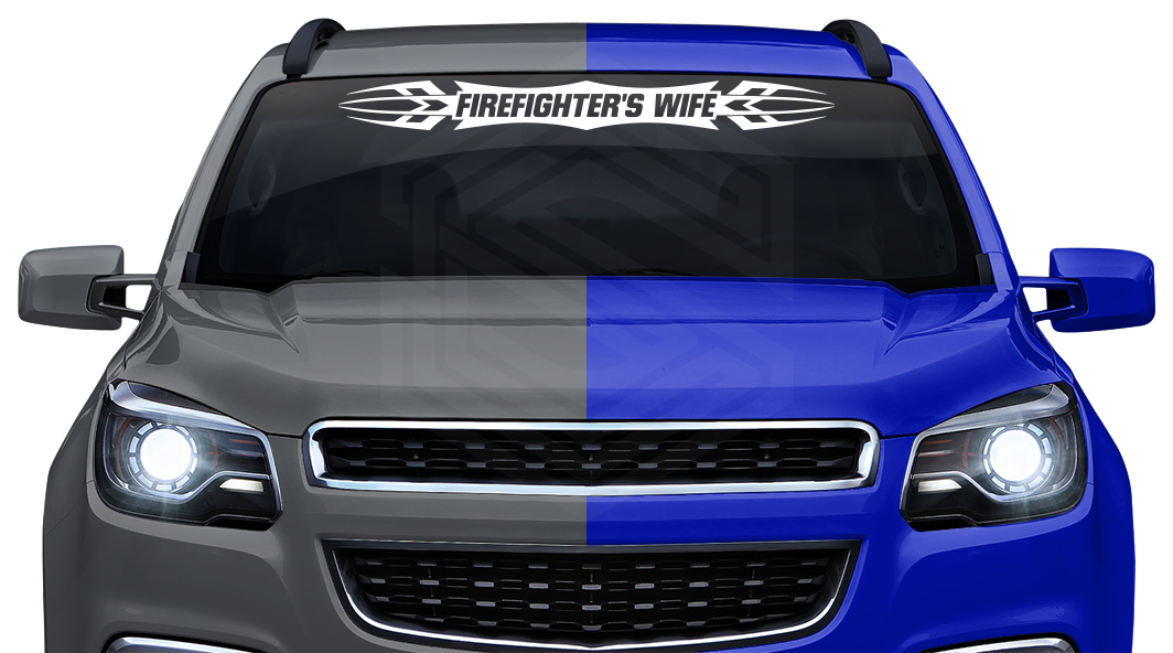 #120 FIREFIGHTER'S WIFE Decal Sticker Windshield Window Vinyl Graphic Banner Decoration Tribal Accent Design 36"x4.25"+