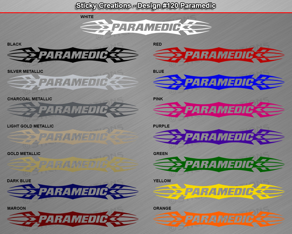 #120 PARAMEDIC Decal Sticker Windshield Window Vinyl Graphic Banner Decoration Tribal Accent Design 36"x4.25"+