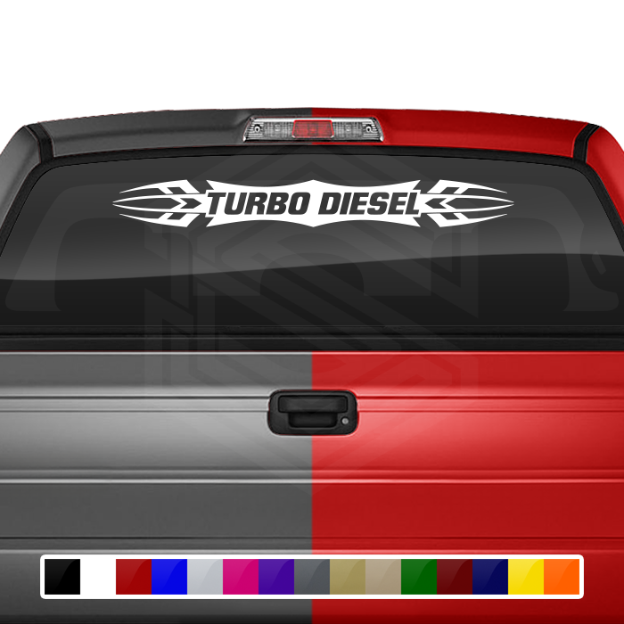 #120 TURBO DIESEL Decal Sticker Windshield Window Vinyl Graphic Banner Decoration Tribal Accent Design 36"x4.25"+