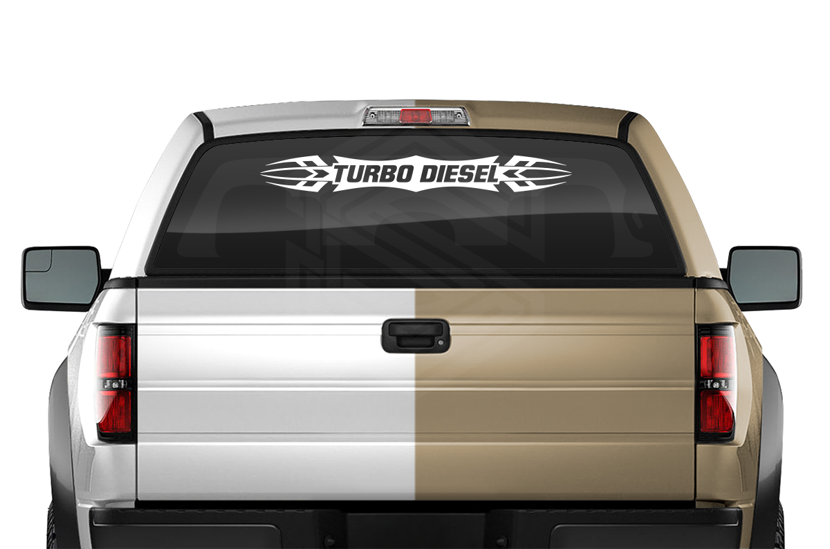 #120 TURBO DIESEL Decal Sticker Windshield Window Vinyl Graphic Banner Decoration Tribal Accent Design 36"x4.25"+