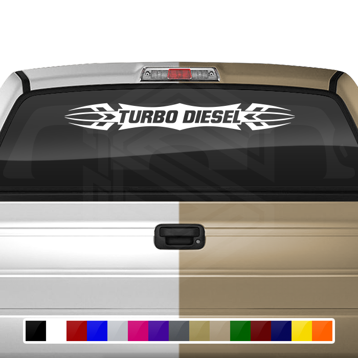 #120 TURBO DIESEL Decal Sticker Windshield Window Vinyl Graphic Banner Decoration Tribal Accent Design 36"x4.25"+