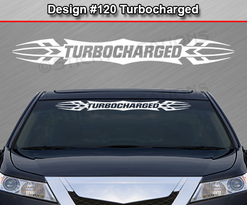 Calcomanía TURBOCHARGED n.° 120 para parabrisas, ventana, vinilo, decoración, diseño tribal, 91 x 10,8 cm o más