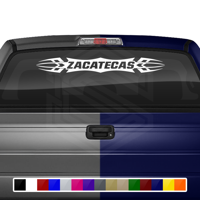 #120 ZACATECAS ZAC Mexico Decal Sticker Windshield Window Vinyl Graphic Banner Decoration Tribal Accent Design 36"x4.25"+