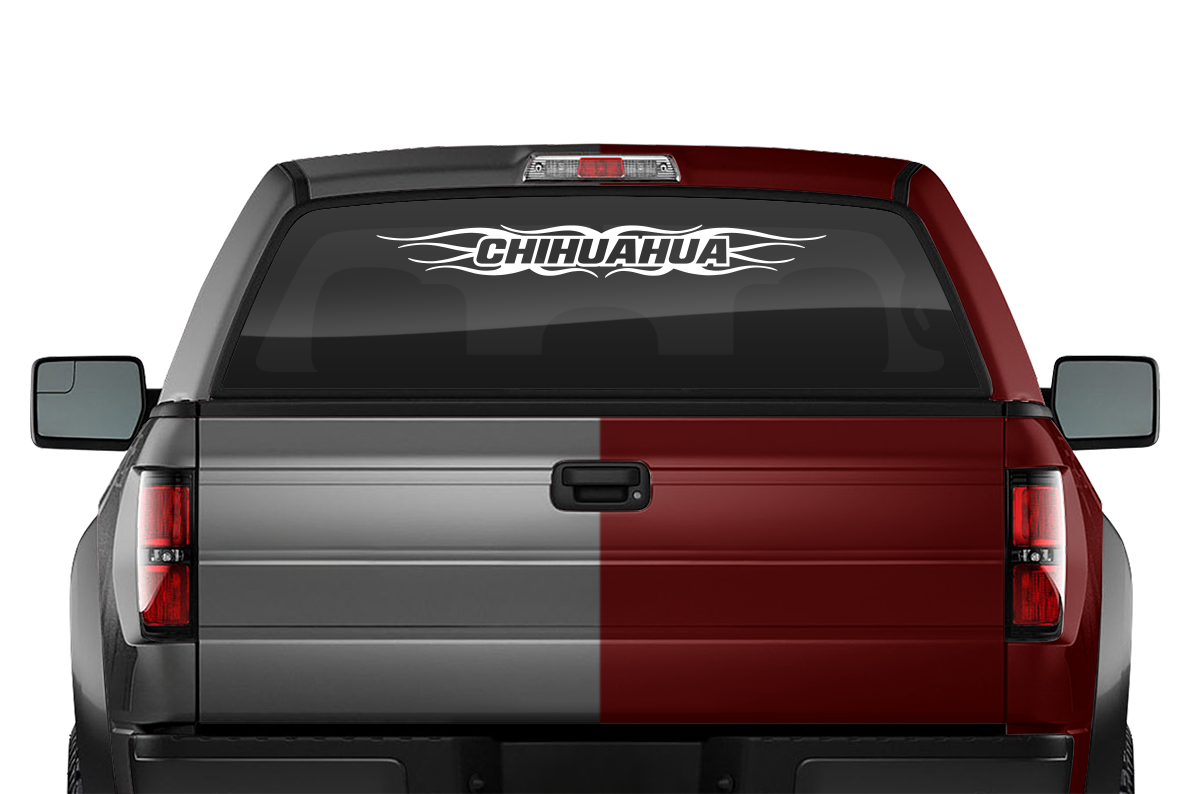 #121 CHIHUAHUA CHIH Mexico Decal Sticker Windshield Window Vinyl Graphic Banner Decoration Flame Accent Design 36"x4.25"+