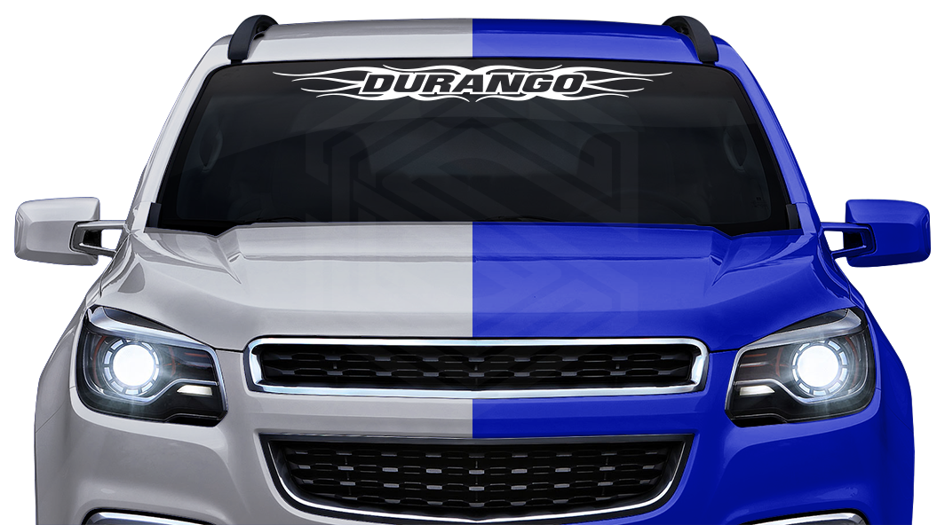 #121 DURANGO DGO Mexico Decal Sticker Windshield Window Vinyl Graphic Banner Decoration Flame Accent Design 36"x4.25"+