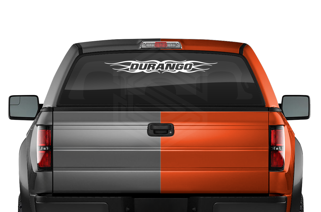 #121 DURANGO DGO Mexico Decal Sticker Windshield Window Vinyl Graphic Banner Decoration Flame Accent Design 36"x4.25"+