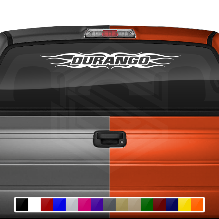 #121 DURANGO DGO Mexico Decal Sticker Windshield Window Vinyl Graphic Banner Decoration Flame Accent Design 36"x4.25"+