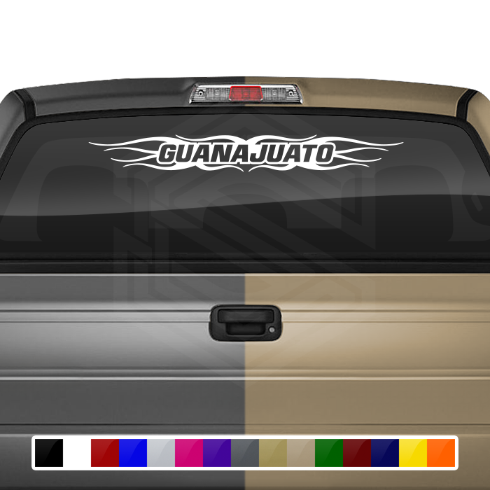 #121 GUANAJUATO GTO Mexico Decal Sticker Windshield Window Vinyl Graphic Banner Decoration Flame Accent Design 36"x4.25"+