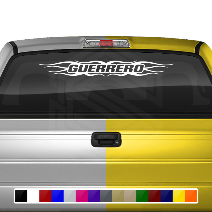 #121 GUERRERO GRO Mexico Decal Sticker Windshield Window Vinyl Graphic Banner Decoration Flame Accent Design 36"x4.25"+