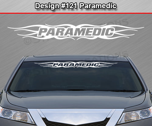#121 PARAMEDIC Decal Sticker Windshield Window Vinyl Graphic Banner Decoration Flame Accent Design 36"x4.25"+