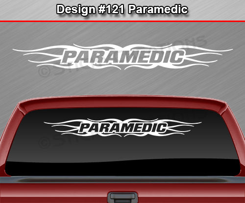 #121 PARAMEDIC Decal Sticker Windshield Window Vinyl Graphic Banner Decoration Flame Accent Design 36"x4.25"+