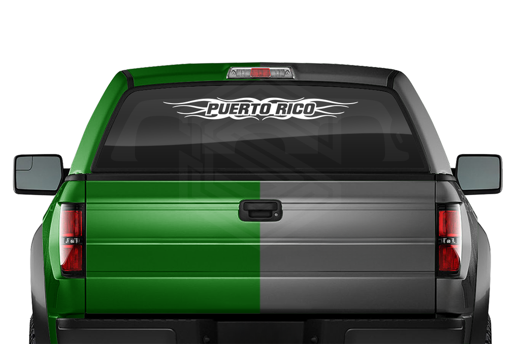 #121 PUERTO RICO Decal Sticker Windshield Window Vinyl Graphic Banner Decoration Flame Accent Design 36"x4.25"+