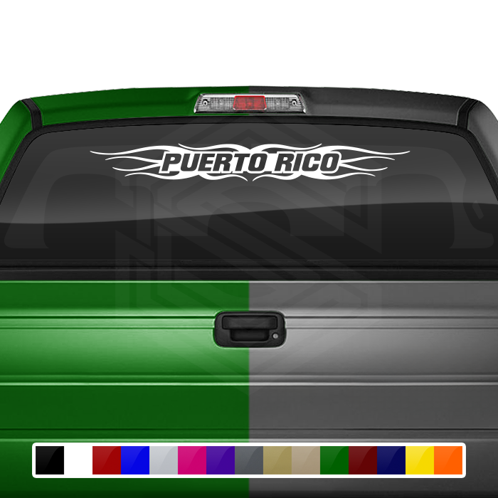#121 PUERTO RICO Decal Sticker Windshield Window Vinyl Graphic Banner Decoration Flame Accent Design 36"x4.25"+