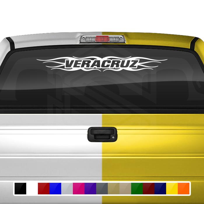 #121 VERACRUZ VER Mexico Decal Sticker Windshield Window Vinyl Graphic Banner Decoration Flame Accent Design 36"x4.25"+
