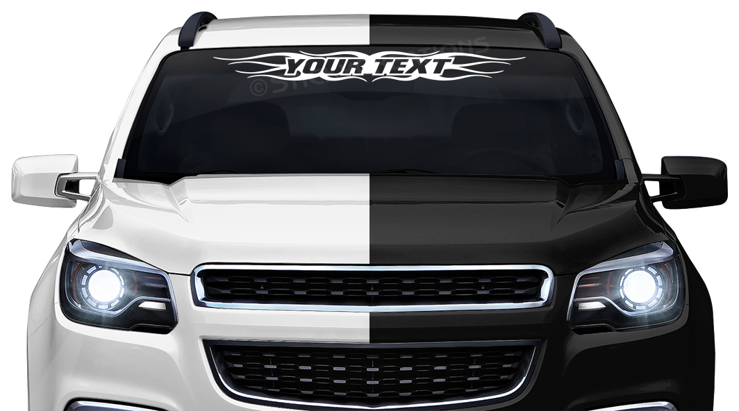 #121 Custom Text Personalized Decal Sticker Windshield Window Vinyl Graphic Banner Decoration Flame Decor Design 36"x4.25"+