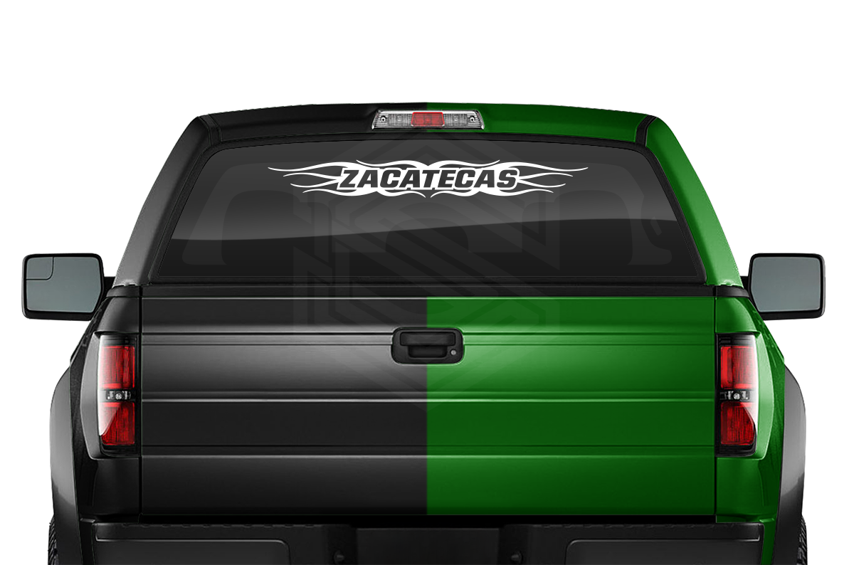 #121 ZACATECAS ZAC Mexico Decal Sticker Windshield Window Vinyl Graphic Banner Decoration Flame Accent Design 36"x4.25"+