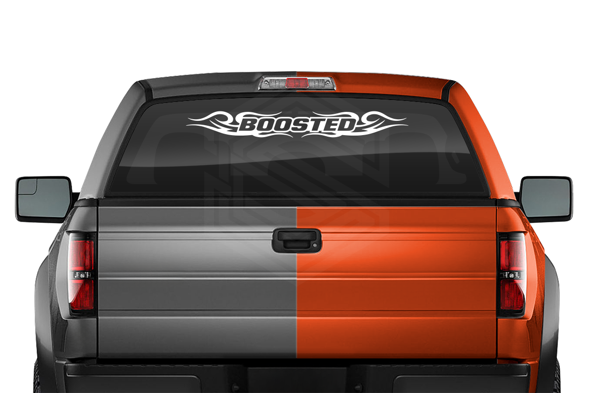 #122 BOOSTED Decal Sticker Windshield Window Vinyl Graphic Banner Decoration Tribal Swirl Design 36"x4.25"+