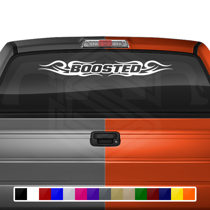#122 BOOSTED Decal Sticker Windshield Window Vinyl Graphic Banner Decoration Tribal Swirl Design 36"x4.25"+