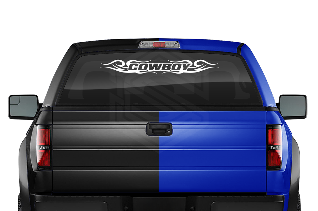 Noizy Graphics Custom Vinyl Decal – Western Cowboy Cowgirl Up – 2 For 1, Car Window Windshield