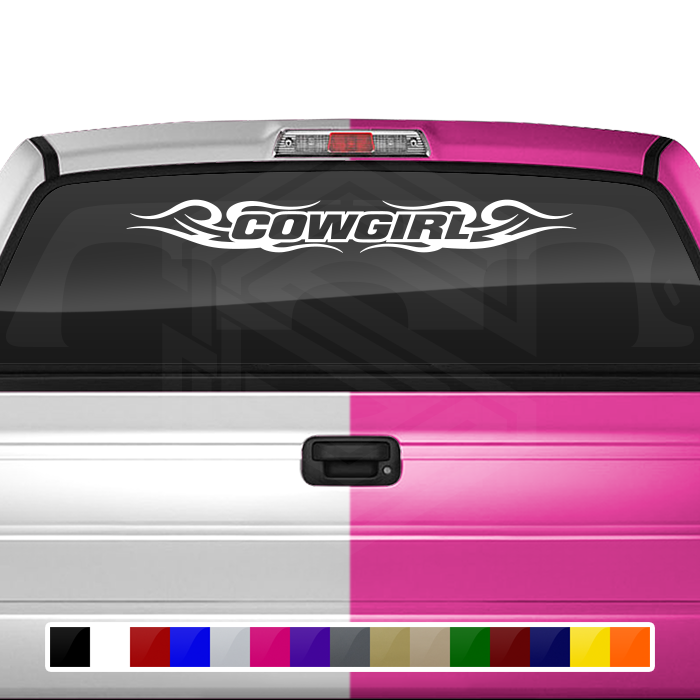 #122 COWGIRL Decal Sticker Windshield Window Vinyl Graphic Banner Decoration Tribal Swirl Design 36"x4.25"+